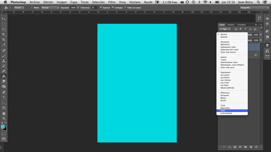 Nueva Capa Del Color Y Cambio Del Modo De Fusión A Color