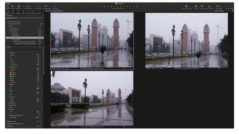Selección De Fotografías En Barcelona Comparando Varias Imágenes Para Elegir La Mejor Composición Y Narrativa